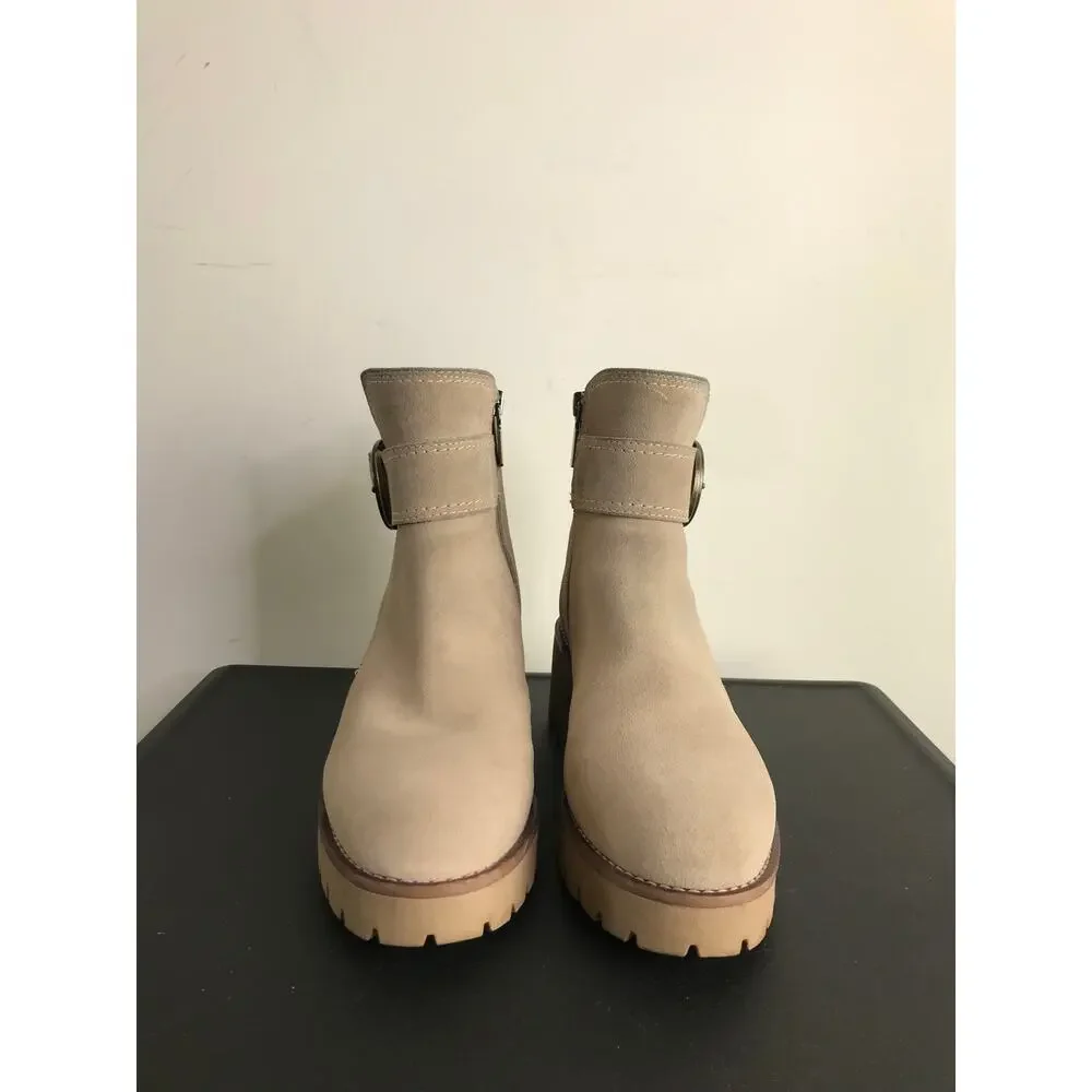 Blondo Booties Womens Size‎ 6M Tan Suede Side Zip Chucky Sole Waterproof
